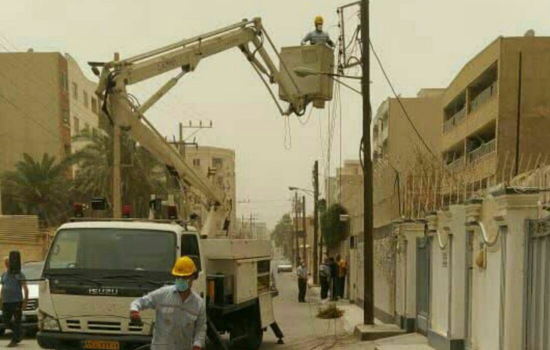 اطلاعیه شرکت توزیع برق اهواز نسبت به حوادث ناشی از تندباد و قطعی برق