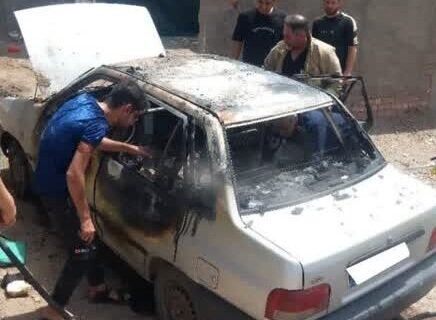 انفجار گوشی تلفن همراه، خودروی پراید را به آتش کشید