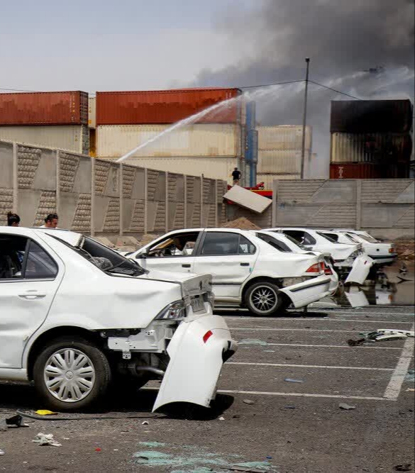 وضعیت خودروهای وارداتی بعد از انفجار در بندر شهید رجایی